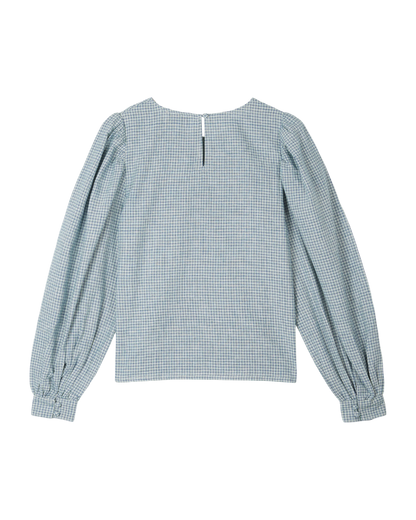 Blouse khadi écossais bleu et vert