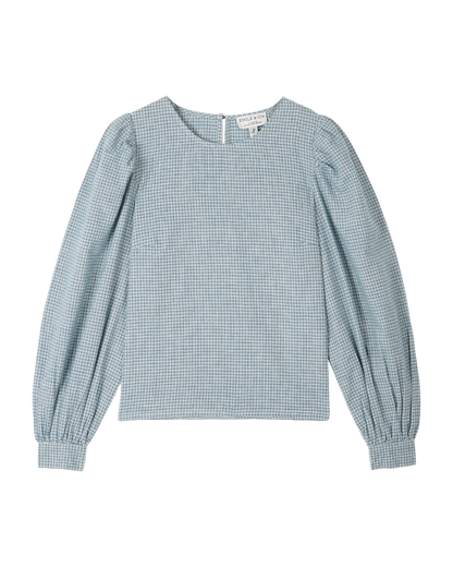 Blouse khadi écossais bleu et vert