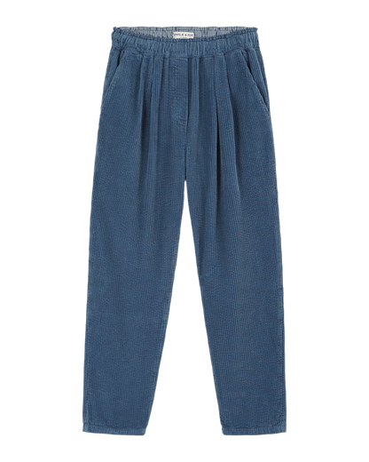 Pantalon carotte velours bleu