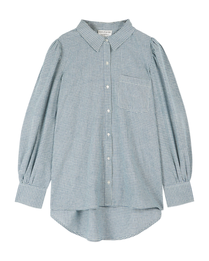 Chemise khadi écossais bleu et vert