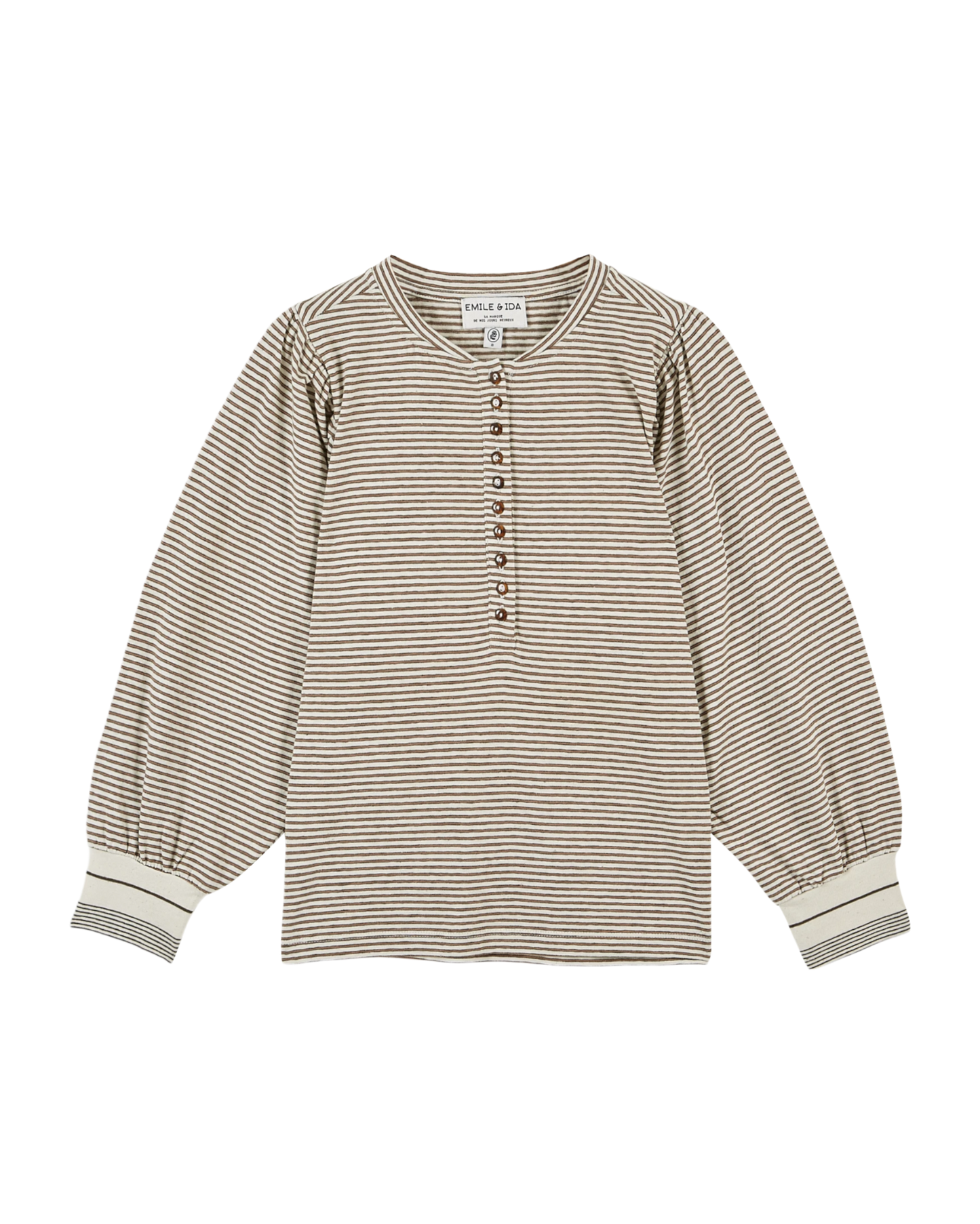T-shirt rayures  écru et marron