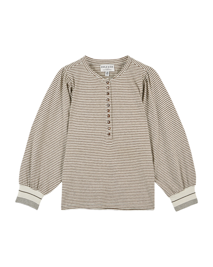 T-shirt rayures  écru et marron