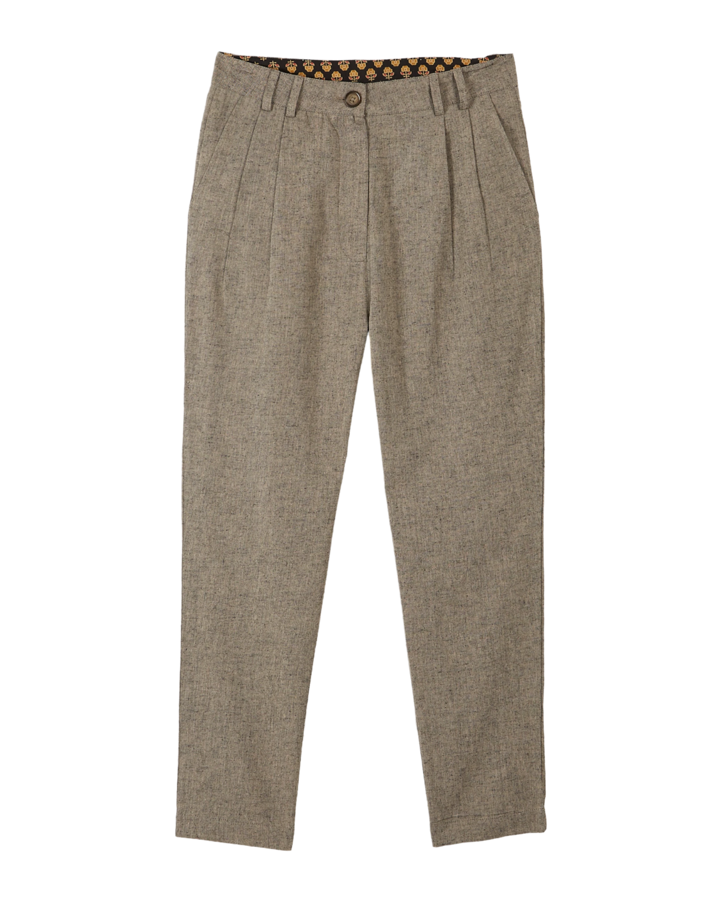 Pantalon carotte brun chiné