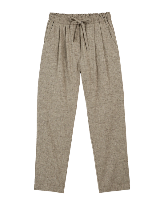 Pantalon carotte chiné beige