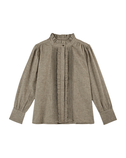Blouse à volants chiné beige