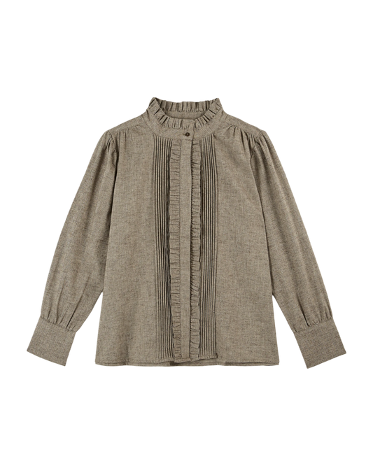Blouse à volants chiné beige