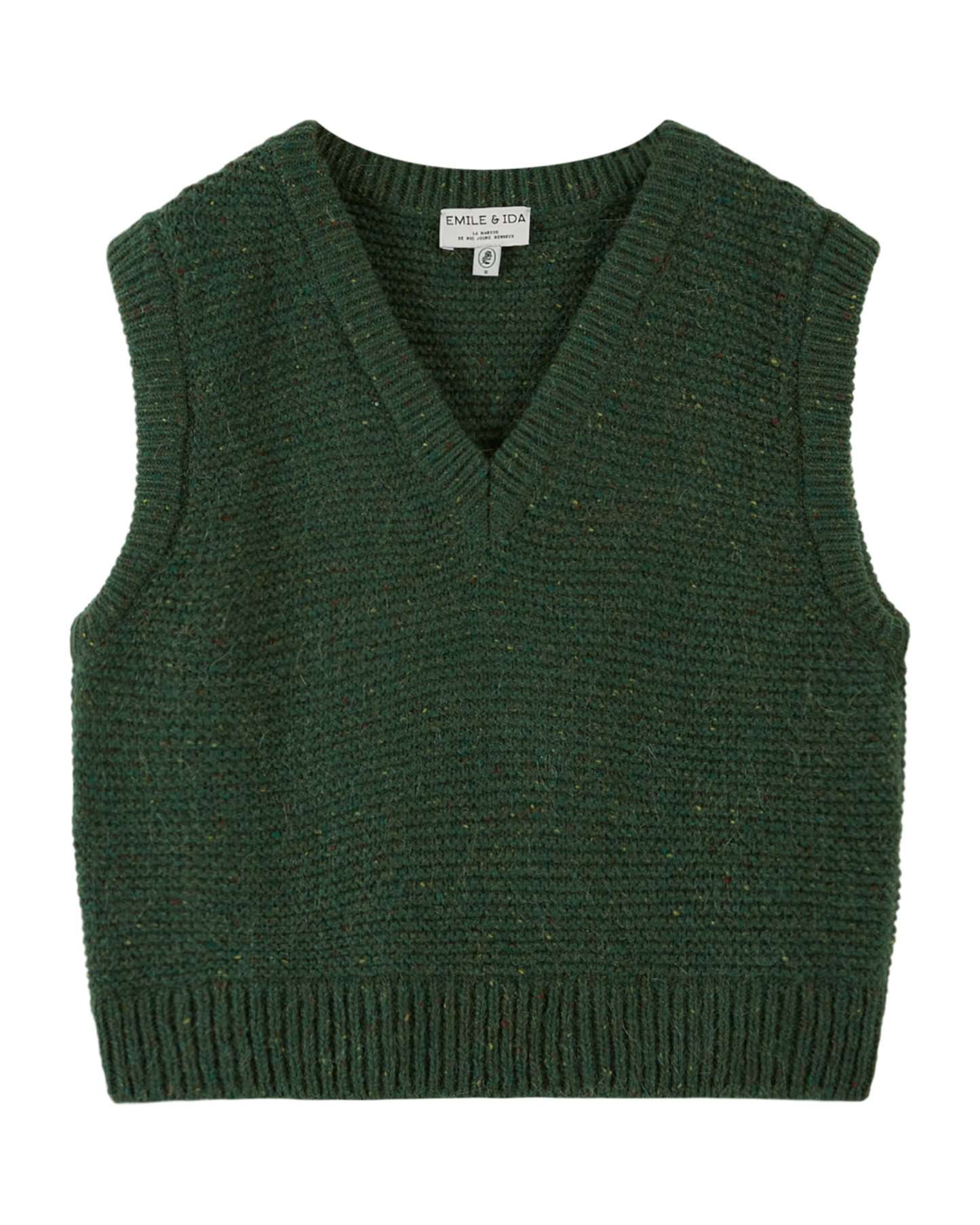 Pull sans manches en laine vert