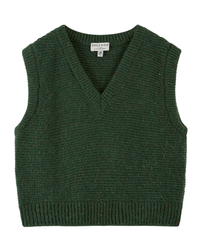 Pull sans manches en laine vert