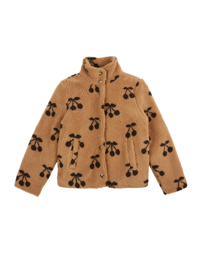 Veste cerise sherpa femme caramel