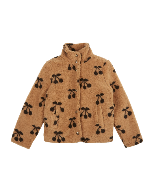 Veste cerise sherpa femme caramel