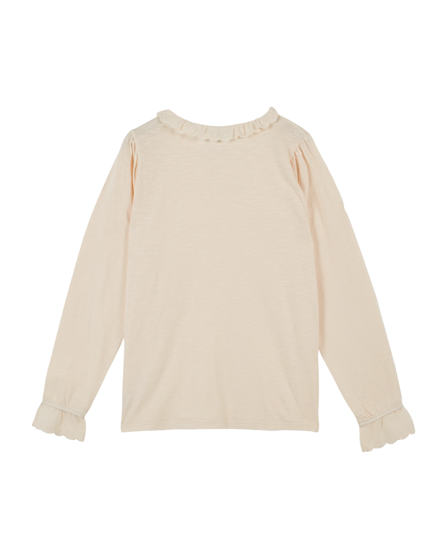 T-shirt col volanté coton bio crème