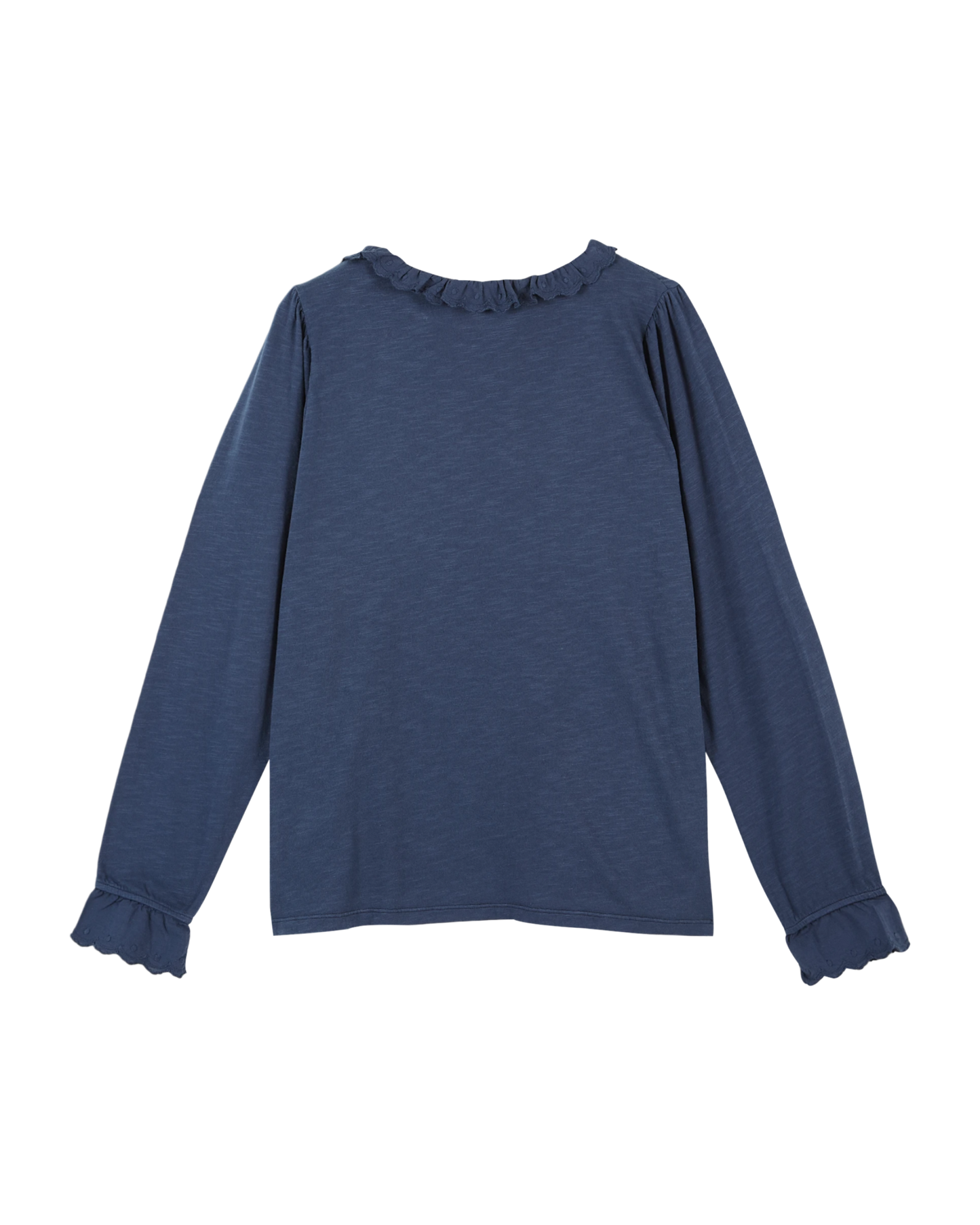 T-shirt col volanté coton bio encre
