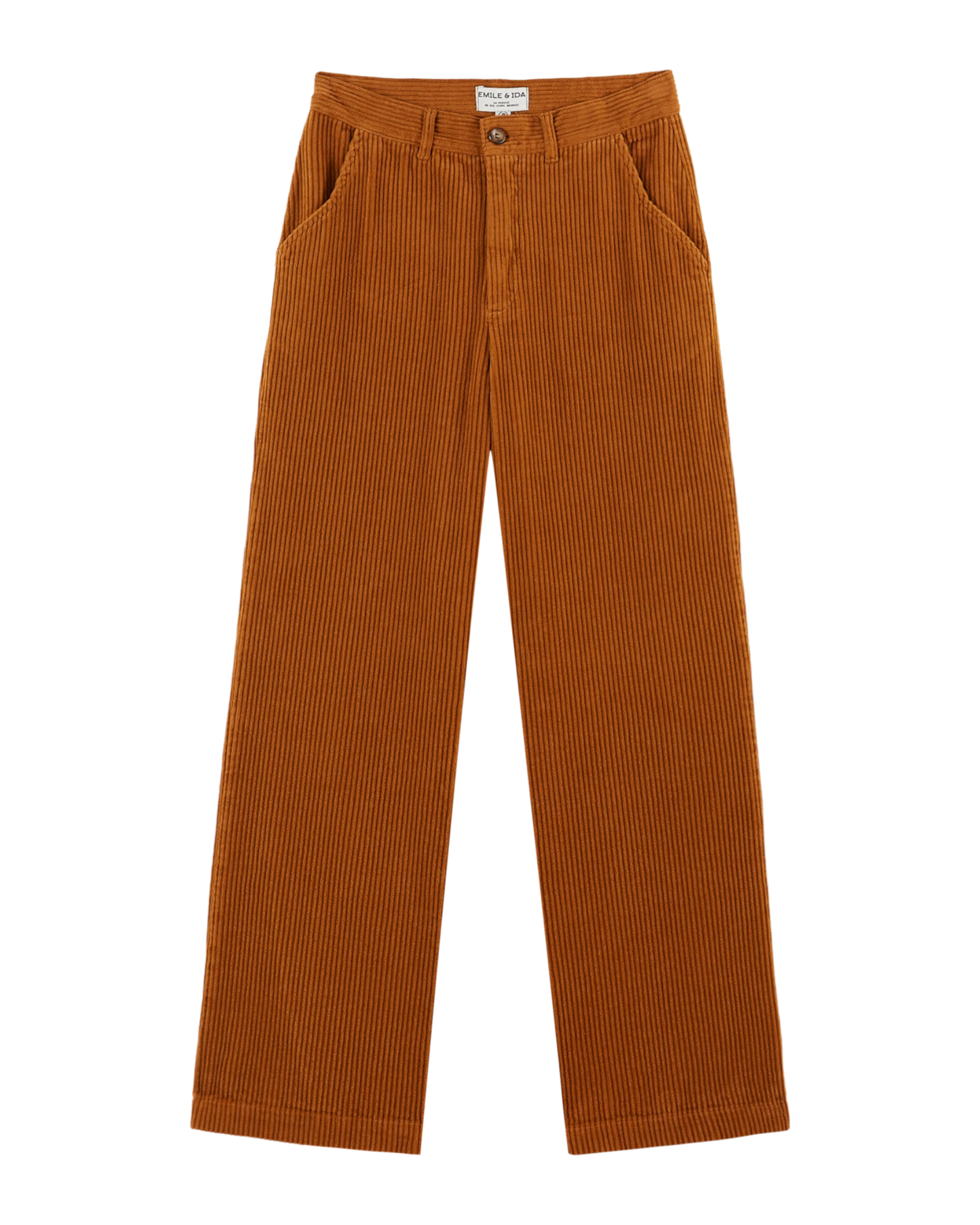 Pantalon wide velours orange brun