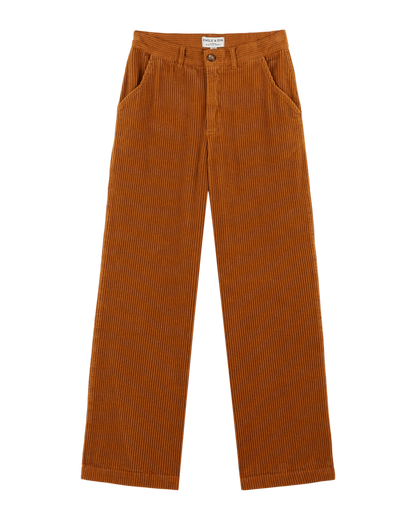 Pantalon wide velours orange brun