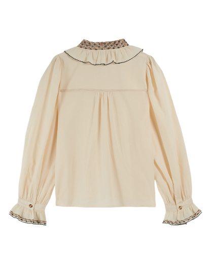 Chemise vintage col brodé crème