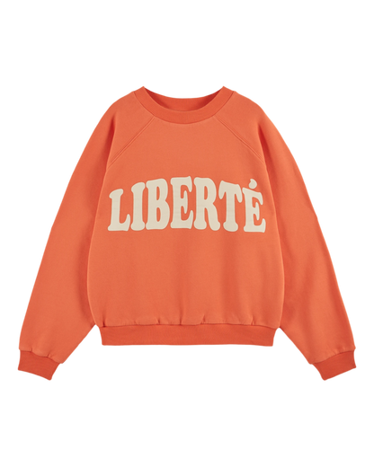 Sweat Liberté coton bio femme orange
