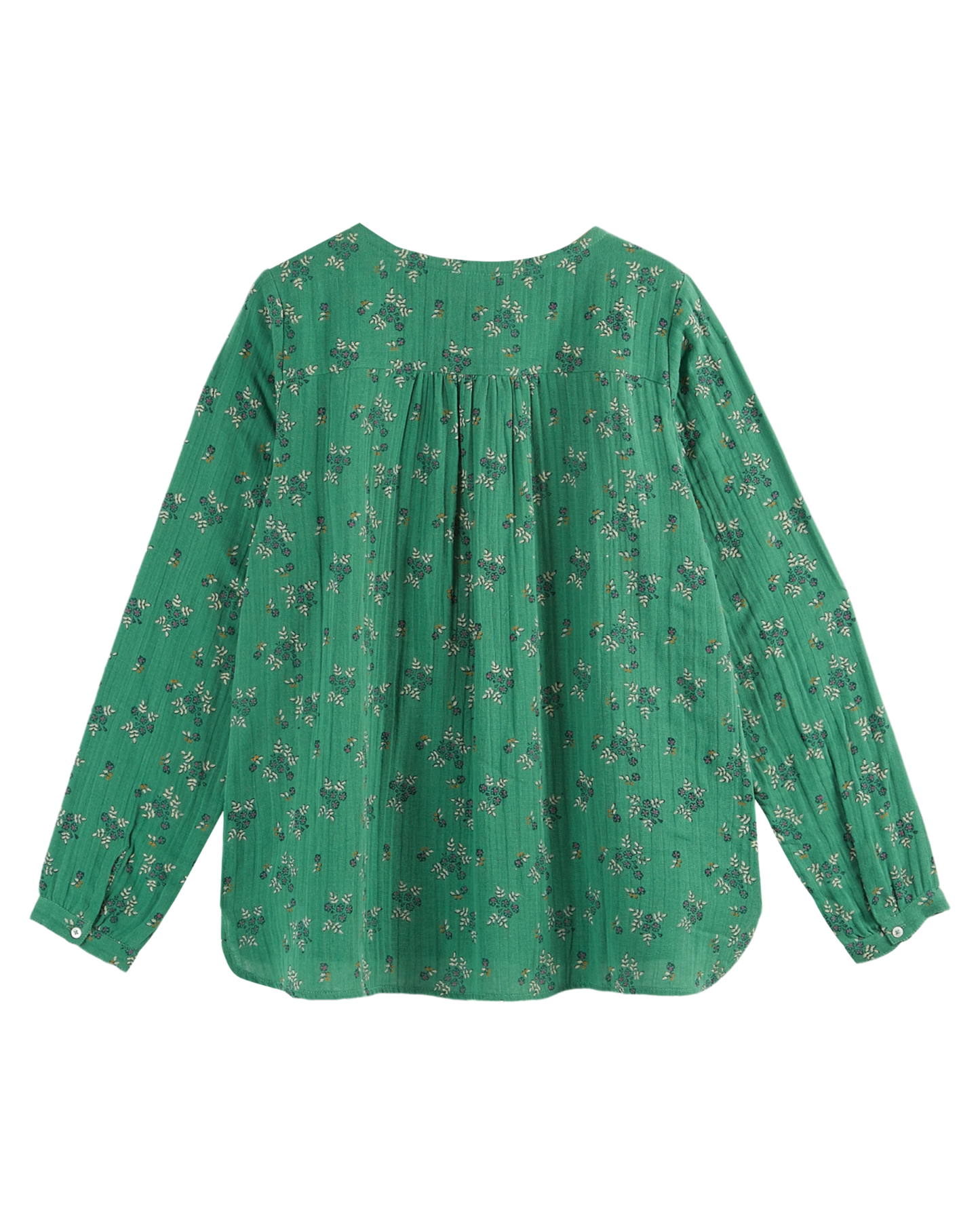 Blouse verte à fleurs blanches
