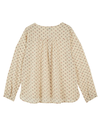 Blouse écrue à fleurs roses