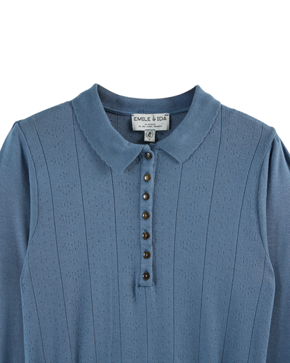 Polo coton modal bleu
