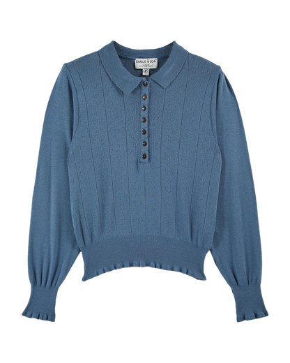 Polo coton modal bleu