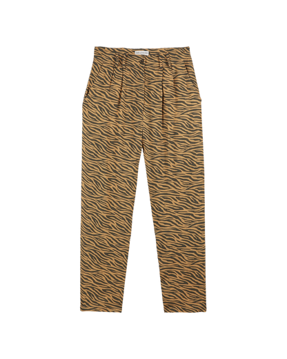 Pantalon carotte zèbre marron glacé et noir