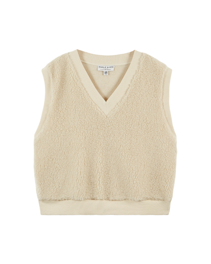 Sweat sans manches sherpa écru