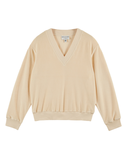 Sweat velours crème