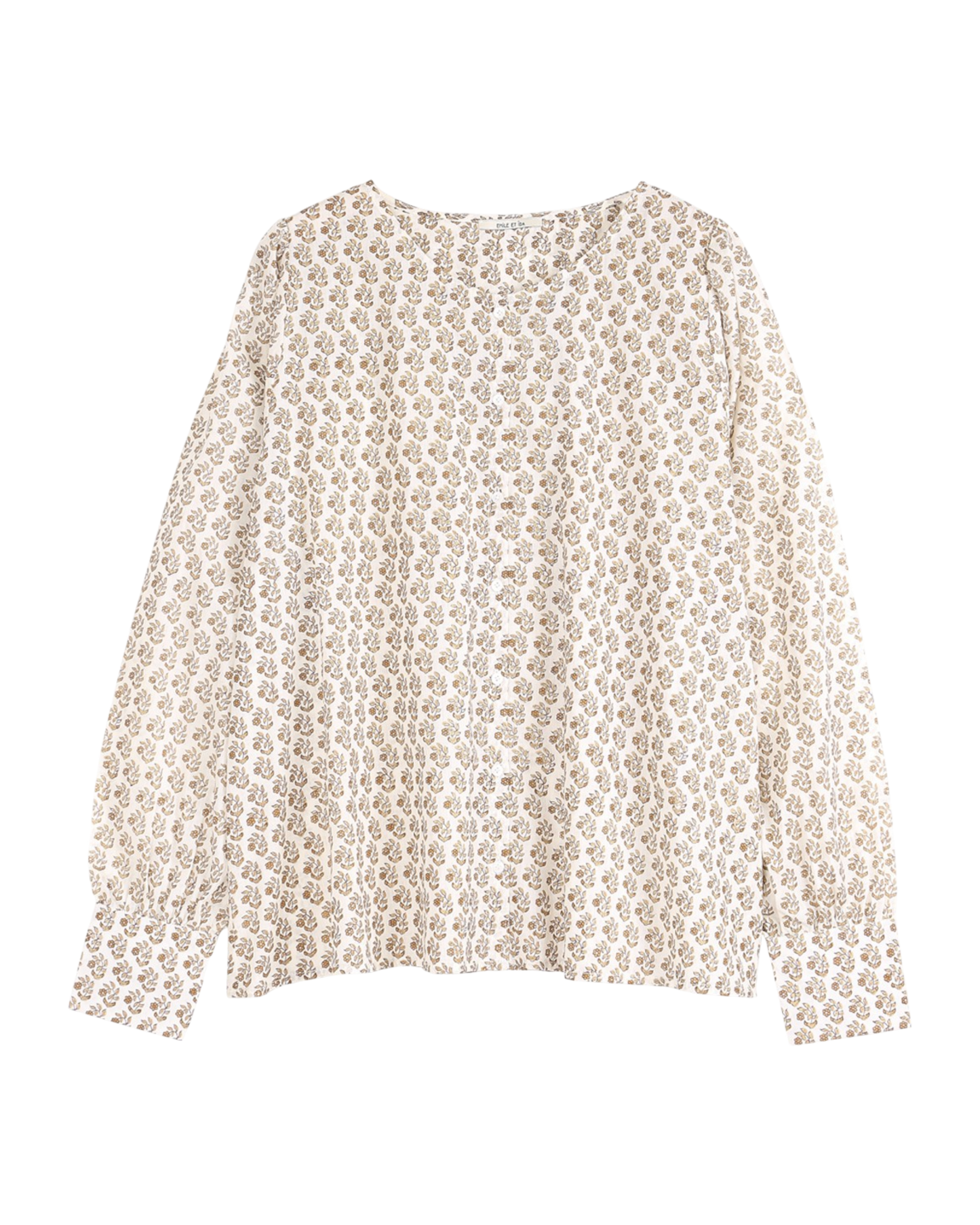 blouse femme en voile de coton ecru imprime pâquerette
