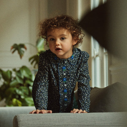 Blouse coton créponné jardin bleu