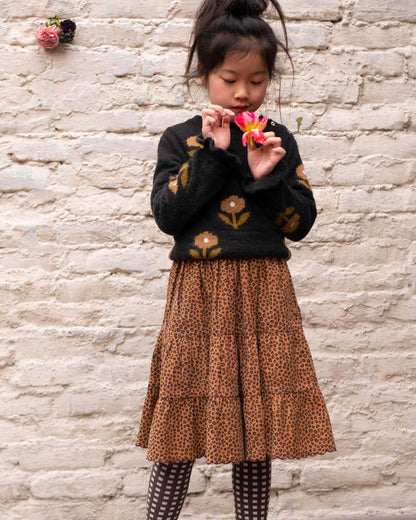 Pull fleurs laine d'alpaga bitume