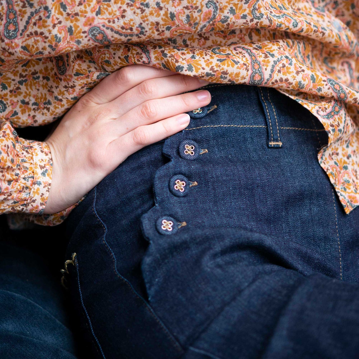 Pantalon à pont denim coton bio brut
