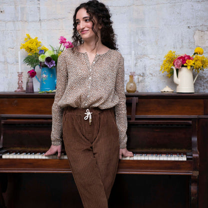 Pantalon velours de coton chocolat