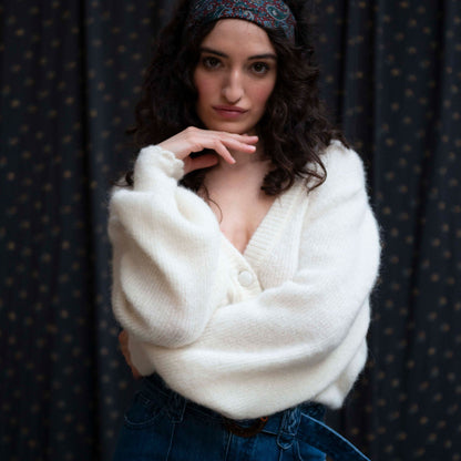 Cardigan laine d'alpaga écru