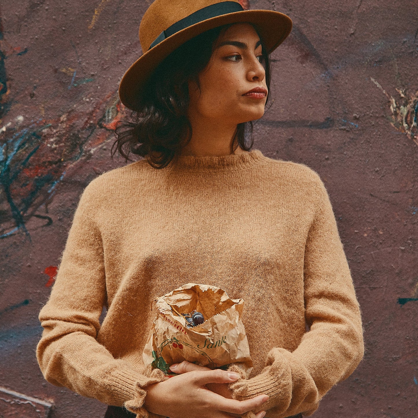 Pull over laine d'alpaga paille