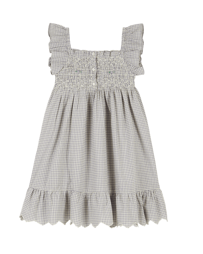 Robe coton vichy écru et bleu