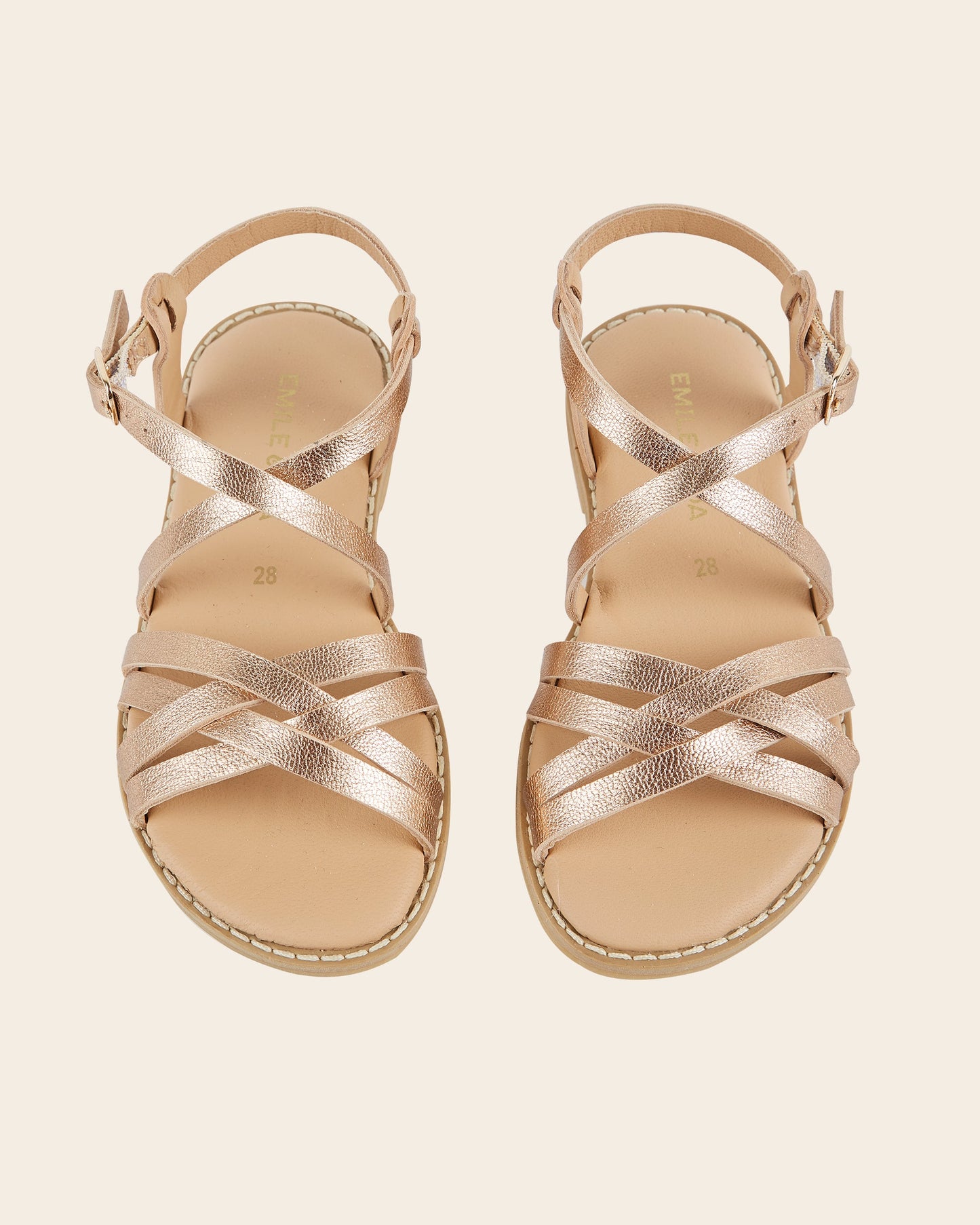 Sandales cuir tresses or