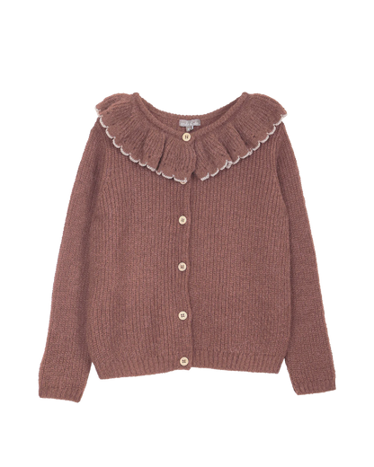 Cardigan collerette alpaga bois