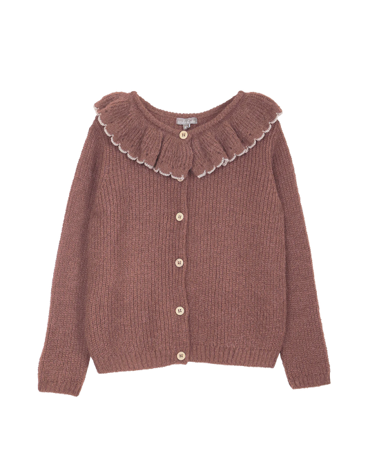 Cardigan collerette alpaga bois