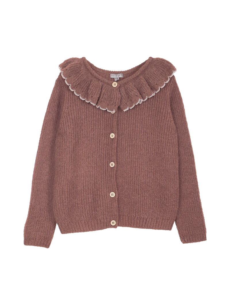 Cardigan collerette alpaga bois