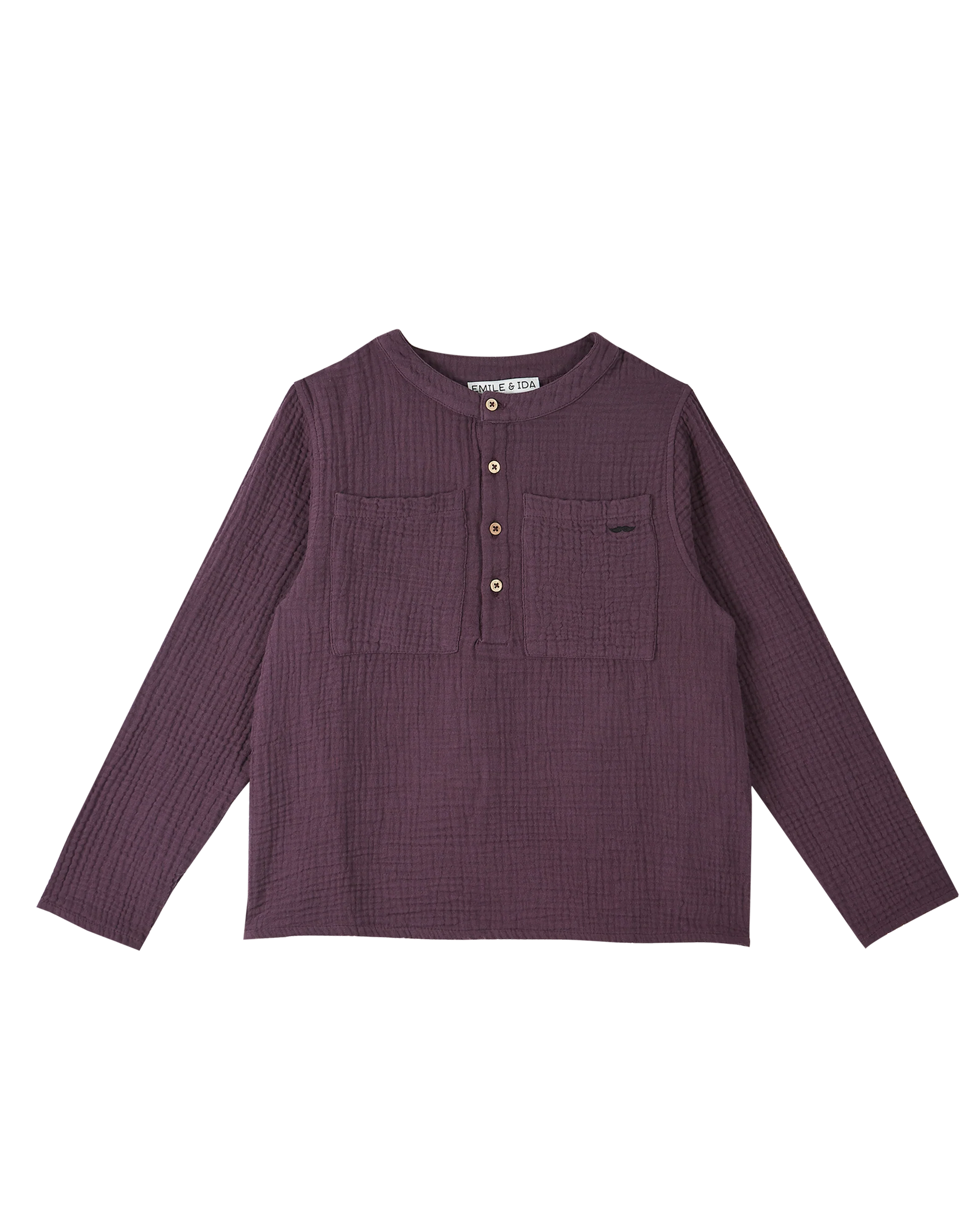 Kurta double gaze de coton aubergine