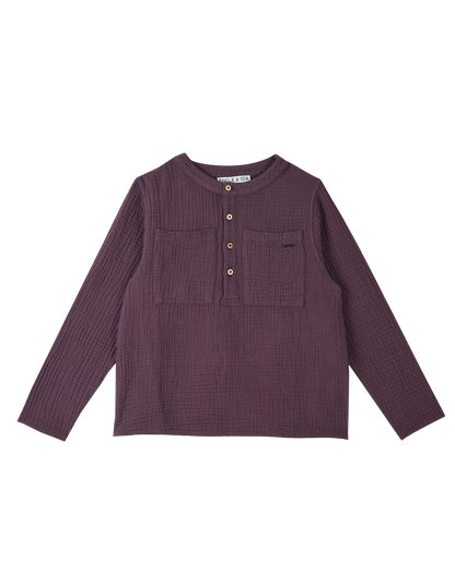 Kurta double gaze de coton aubergine