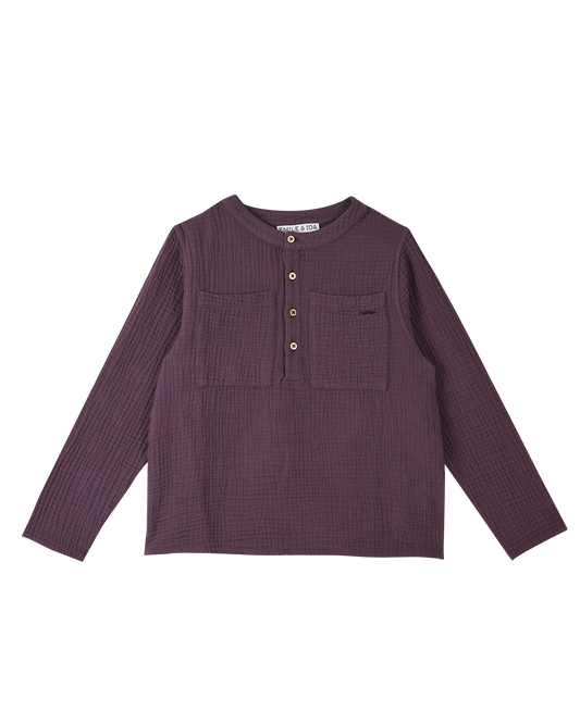 Kurta double gaze de coton aubergine