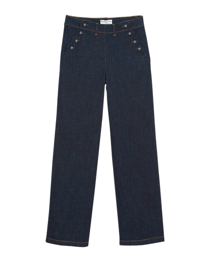 Pantalon à pont denim coton bio brut
