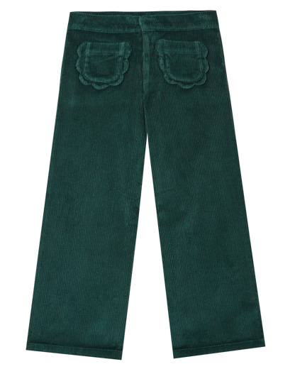 Pantalon poches fleurs velours cèdre