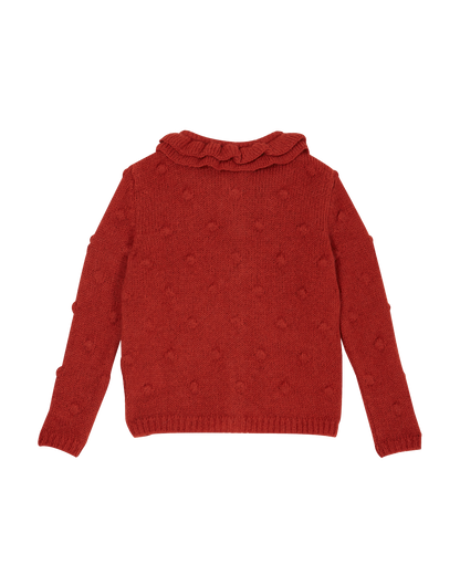 Cardigan fille laine d'alpaga rouge