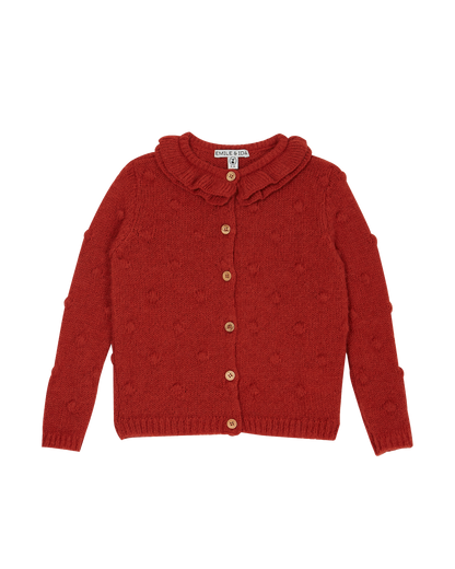 Cardigan fille laine d'alpaga rouge