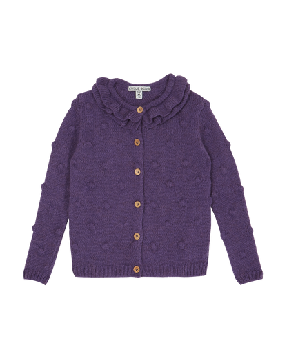 Cardigan fille laine d'alpaga violet