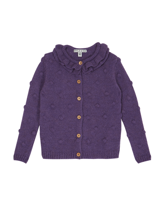 Cardigan fille laine d'alpaga violet