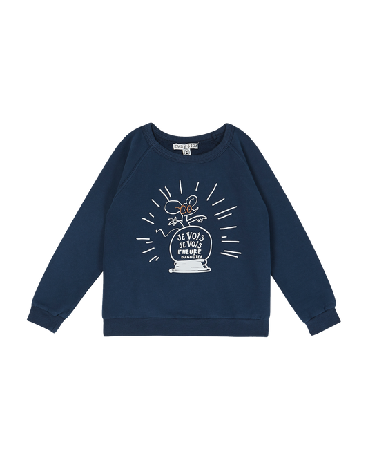 Sweatshirt "L'heure du goûter" bleu marine