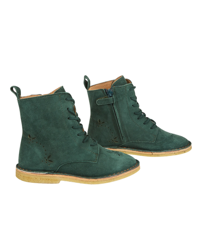 Boots à lacets cuir velours forêt